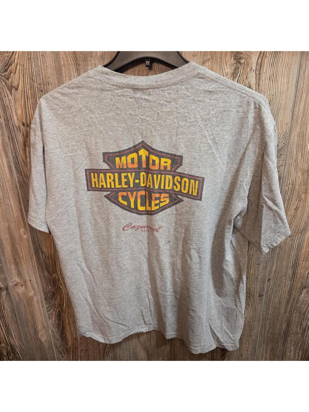 Harley Davidson Motorcycles Cozumel Mexico Gray T-shirt Size Large Biker Rally